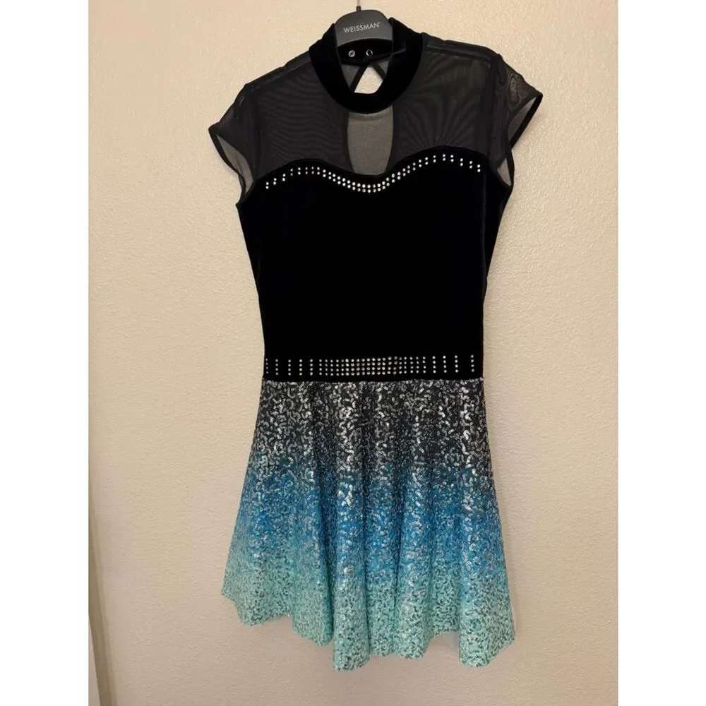 Weissman dance costume blue sequin tutu Dance Me If You Can 14903 LA-Large adult